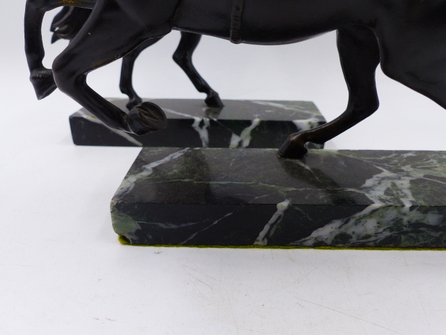 TWO ITALIAN GRAND TOUR BRONZE FIGURES OF PRANCING HORSES ON LATER MARBLE BASES. OVERALL H.24cms - Bild 14 aus 31