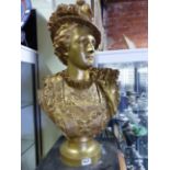 ERNEST RANCOULET (1870-1915) A GILT AND PATINATED BRONZE BUST OF A YOUNG MAN IN RENAISSANCE COSTUME,