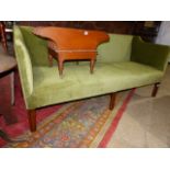A 19th.C.SQUARE BACK HIGH ARM SETTEE ON FLUTED SQUARE FORELEGS. W.188cms.