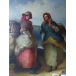 19th.C.ENGLISH SCHOOL. THE SEAWEED GATHERERS, OIL ON CANVAS. 36 x 30cms.