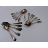 A QUANTITY OF VARIOUS SILVER GEORGIAN TEA SPOONS.