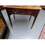 A GEO.III.COUNTRY OAK SIDE TABLE WITH FRIEZE DRAWER ON SQUARE TAPER LEGS. W.75cms.