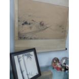 CHINESE SCHOO0L. TWO SCENES OF SAGES, ONE WITH STUDENTS BOTH SIGNED WITH SEAL MARK, INK WASH ON