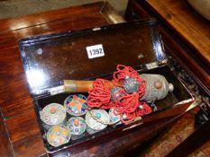 A COLLECTION OF EASTERN AND ORIENTAL SMALL COVERED BOXES TOGETHER WITH A CORAL NECKLACE,ETC ALL