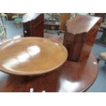 A VICTORIAN CIRCULAR DISHED TOP MAHOGANY LAZY SUSAN, (D.50cms) AND AN INLAID CONVERTED GEORGIAN