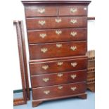 A GEO.III.MAHOGANY CHEST ON CHEST OF TWO SHORT OVER SIX LONG GRADUATED DRAWERS. W.103 x H.173cms.