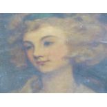 19th.C.ENGLISH SCHOOL. CIRCULAR PORTRAIT OF A LADY IN 18th.C.DRESS, OIL ON CANVAS. 84 x 64cms.
