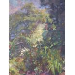 20th.C.SCHOOL. A GARDEN IN SUMMER, OIL ON CANVAS LAID DOWN. 52 x 48cms.