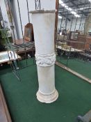 AN ANTIQUE CARVED MARBLE PEDESTAL COLUMN. D.23 x H.89cms.