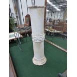 AN ANTIQUE CARVED MARBLE PEDESTAL COLUMN. D.23 x H.89cms.