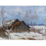 ALEXANDER KOLOTILOV. (RUSSIAN 1946-) TWO WINTER LANDSCAPES BOTH SIGNED, OIL ON CANVAS AND OIL ON