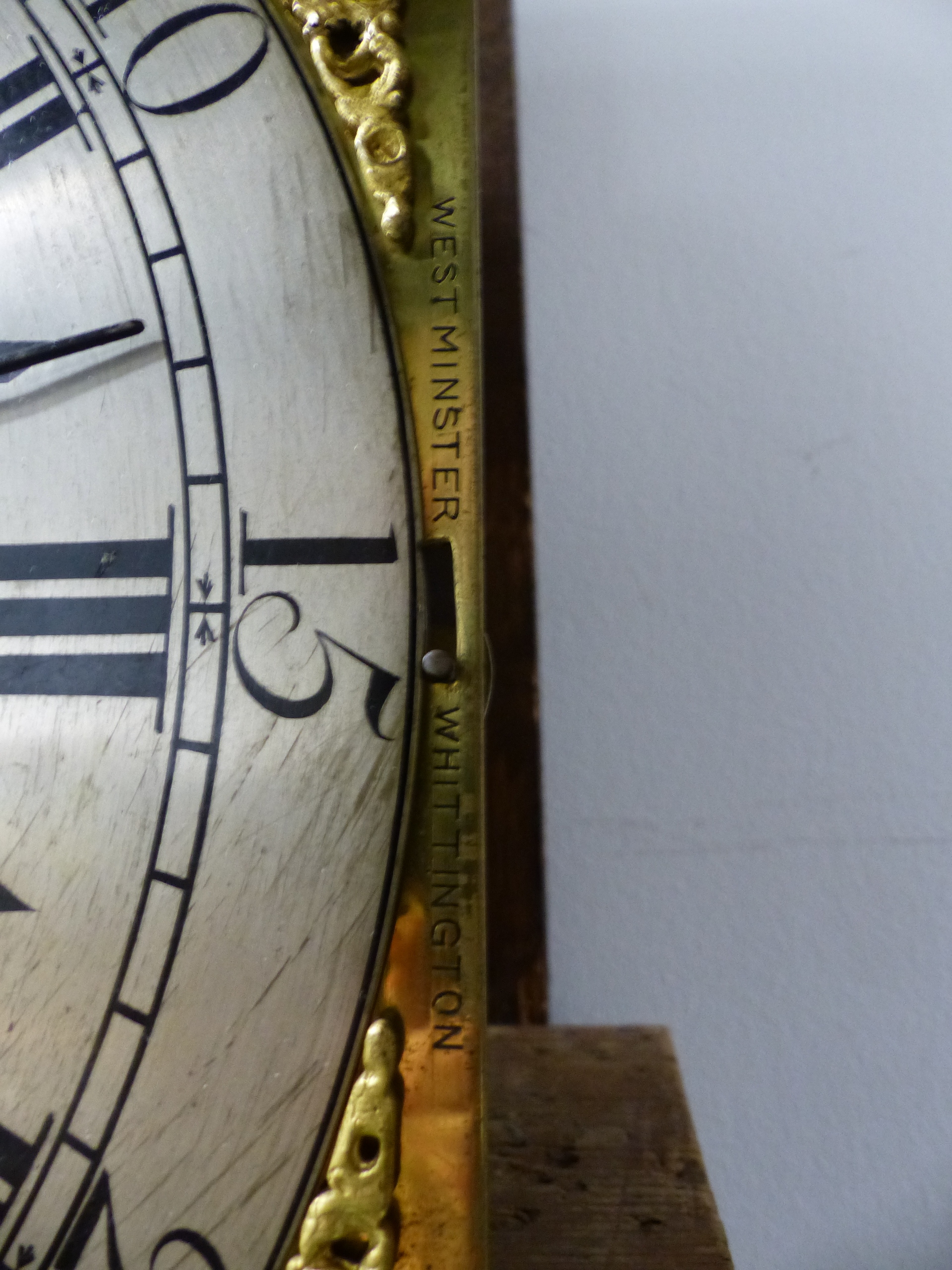 AN 18th.C.WALNUT CASED EIGHT DAY LONG CASE CLOCK WITH THREE TRAIN EIGHT BELL CHIMING MOVEMENT. 12" - Image 12 of 13