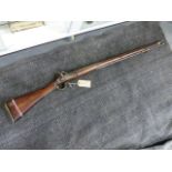 A 42" PERCUSSION SERVICE MUSKET,FULL STOCKED WITH REGULATION BRASS MOUNTS, STEEL RAMROD, MUZZLE