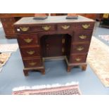 A GEO.III.MAHOGANY KNEEHOLE WRITING DESK. W.91cms.