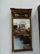 A VICTORIAN GILT FRAMED PIER MIRROR. 84 x 46cms.