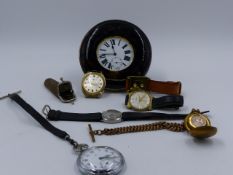 AN ASSORTMENT OF TIMEPIECES TO INCLUDE AN OMEGA MILITARY POCKET WATCH, A FURTHER POCKET WATCH