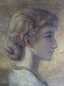 ENGLISH PRE RAPHAELITE SCHOOL. TWO PORTRAITS OF CLASSICAL BEAUTIES, OIL ON CANVAS. 37 x 31cms. (2)