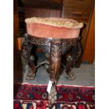 A 19th.C.CARVED HARDWOOD PIANO STOOL WITH RISING TOP.