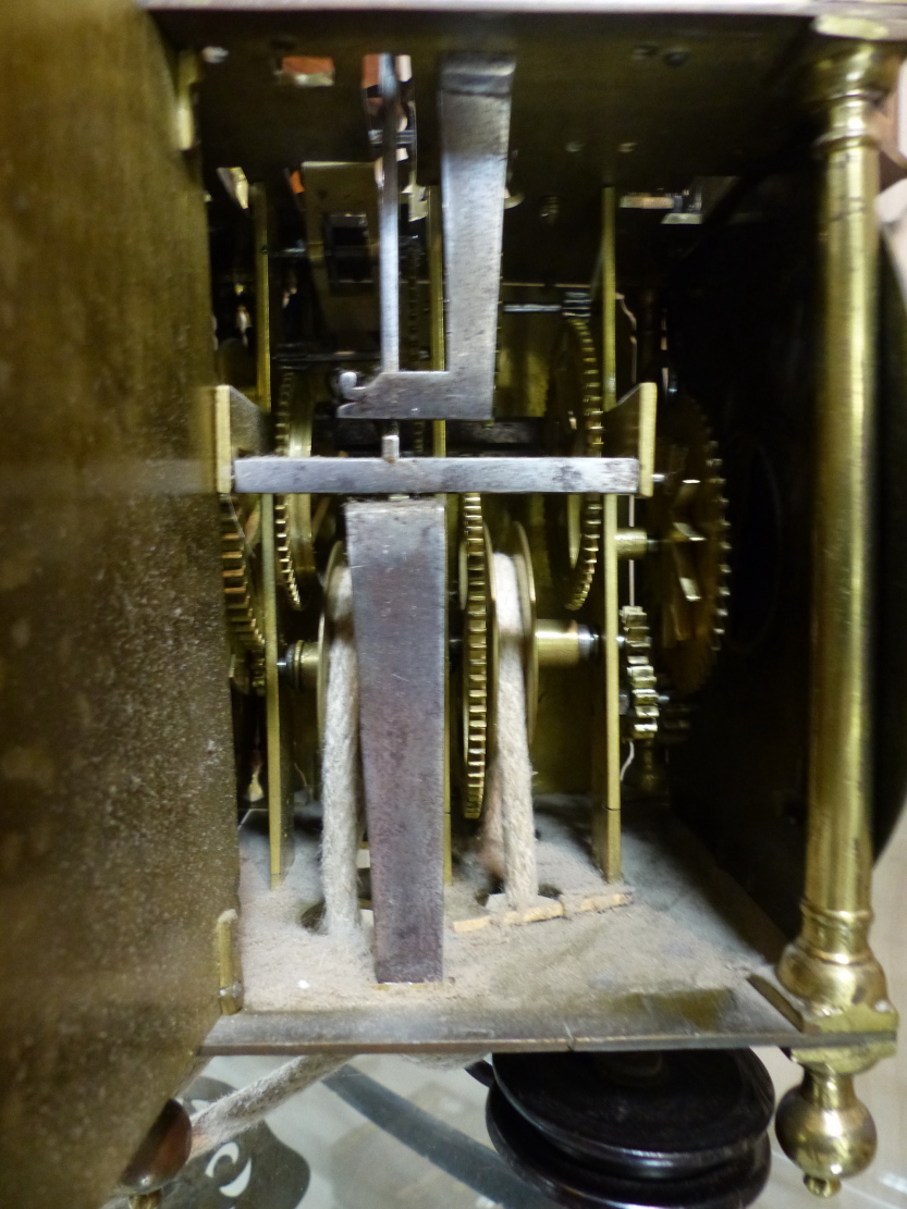 AN EARLY LANTERN CLOCK IN BRASS FRAME CASE. 6.5" DIAL SIGNED JOHN GREEN FECIT, LONDON MOUNTED ON - Image 16 of 40