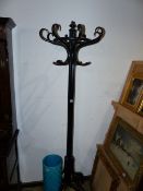 A VINTAGE EBONISED THONET TYPE BENTWOOD COATSTAND.