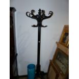 A VINTAGE EBONISED THONET TYPE BENTWOOD COATSTAND.