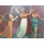 18th/19th.C.CONTINENTAL SCHOOL. CLASSICAL MAIDENS DANCING, OIL ON COPPER. 18 x 44cms.