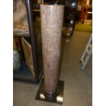 A PAIR OF POLISHED GRANITE AND MARBLE CYLINDER FORM COLUMN PEDESTALS. H.128cms.