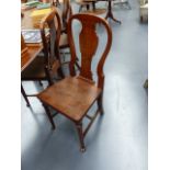 A SET OF TWELVE EARLY GEORGIAN STYLE MAHOGANY HALL CHAIRS WITH PANEL SEATS EACH LABELLED JAS,