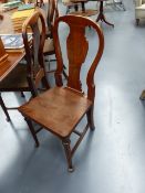 A SET OF TWELVE EARLY GEORGIAN STYLE MAHOGANY HALL CHAIRS WITH PANEL SEATS EACH LABELLED JAS,