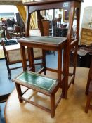 A SET OF 19th.C.MAHOGANY FOLDING LIBRARY STEPS WITH LEATHER INSET TREADS.