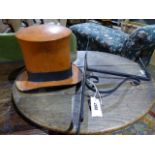 A GOOD HAND WROUGHT TOLE HATTERS OR MILLINERS SIGN IN THE FORM OF A FLARED TOP HAT MOUNTED ON