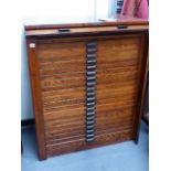 A GOOD QUALITY OAK PRINTERS CHEST BY STEPHENSON, BLAKE & Co. WITH SIDE LOCKING BARS AND TWENTY