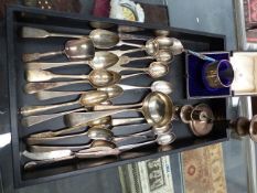 A QUANTITY OF SILVER SPOONS, ETC.