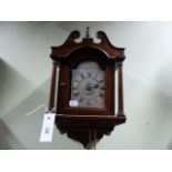 AN 18th.C.HOODED BRACKET WALL CLOCK WITH ALARM 4.5". ARCHED SILVERED DIAL SIGNED JNO.CLEMENT,TRING