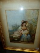 ALFRED TAYLOR (MID 19th.C.ENGLISH SCHOOL) PLAYFUL CHILDREN, SIGNED AND DATED 1843, WATERCOLOUR. 34 x