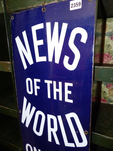 A NEWS OF THE WORLD ENAMEL SIGN. 76.5 x 30cms. - Bild 2 aus 2