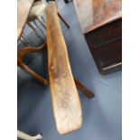 AN ANTIQUE RUSTIC FORM WITH PEG MORTICE LEGS. L.212cms.