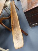 AN ANTIQUE RUSTIC FORM WITH PEG MORTICE LEGS. L.212cms.