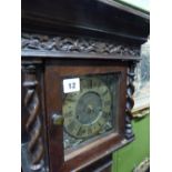 AN 18th.C.AND LATER OAK CASED GRANDMOTHER CLOCK WITH EIGHT DAY BELL STRIKE MOVEMENT, 6"BRASS DIAL