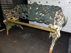 AN ANTIQUE COALBROOKDALE DESIGN FERN PATTERN GARDEN BENCH. W.148cms.