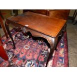 AN 18th/19th.C.MAHOGANY SILVER TABLE ON SLENDER CARVED LEGS. W.74cms.