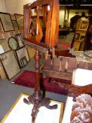 A VICTORIAN CARVED MAHOGANY ADJUSTABLE DUET/MUSIC STAND.