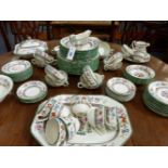 A COPELAND SPODE CHINESE ROSE PATTERN PART DINNER SERVICE TO INCLUDE SERVING DISHES, CUPS, SAUCERS,
