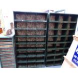 A PAIR OF VINTAGE STEEL PIGEONHOLE CABINETS.