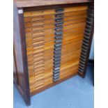 A VINTAGE PRINTER'S CHEST OF TWENTY DRAWERS. W.92 x H.108cms.