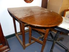 AN UNUSUAL SMALL 18th.C.OAK DROP LEAF COTTAGE TABLE ON OCTAGONAL CHAMFERRED LEGS TOGETHER WITH A