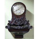 A WM.IV.MAHOGANY BRACKET CLOCK. BALLOON FORM CASE WITH CARVED DECORATION, SILVERED, UNSIGNED DIAL,