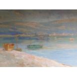ROBERT FOWLER. (1853-1926) LOOKING TOWARDS BANGOR, SIGNED OIL ON CANVAS. 38 x 52cms.