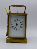 A LARGE 19th.C.GRAND SONNERIE STRIKE-REPEAT CARRIAGE CLOCK, UNSIGNED WHITE ENAMEL DIAL. (INCLUDING