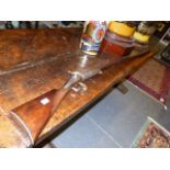 A RARE 8 BORE FOWLING GUN, THE BACKLOCK SIGNED LACOUTURE ARQer A LYON. 129cms DAMASCENE BARREL